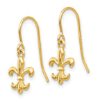 14k Fleur de lis Dangle French Hook Earrings