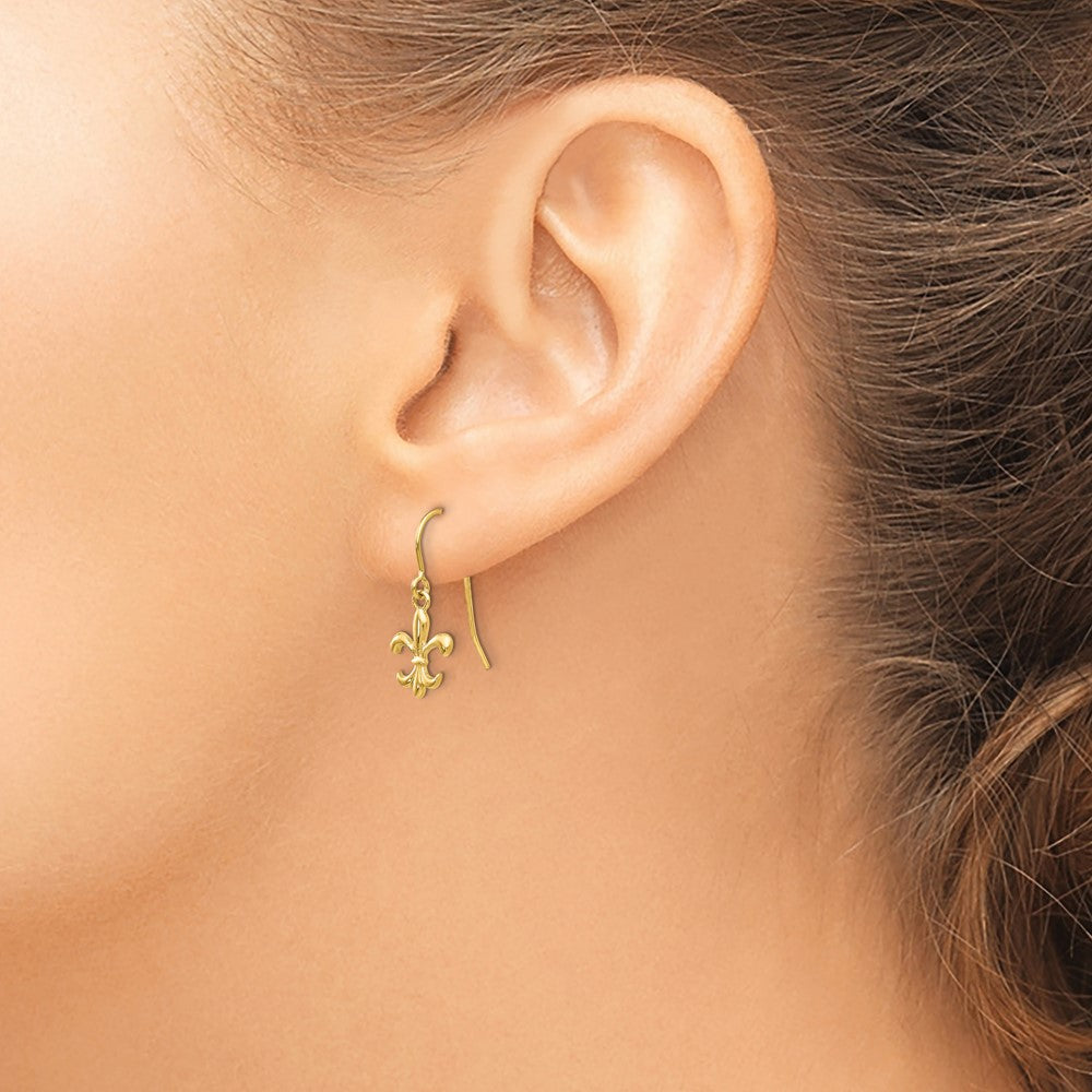14k Fleur de lis Dangle French Hook Earrings