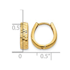 14K Gold Textured and Polished Hinged Hoop Earrings