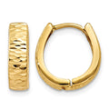 14K Gold Textured and Polished Hinged Hoop Earrings