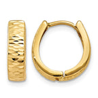 14K Gold Textured and Polished Hinged Hoop Earrings