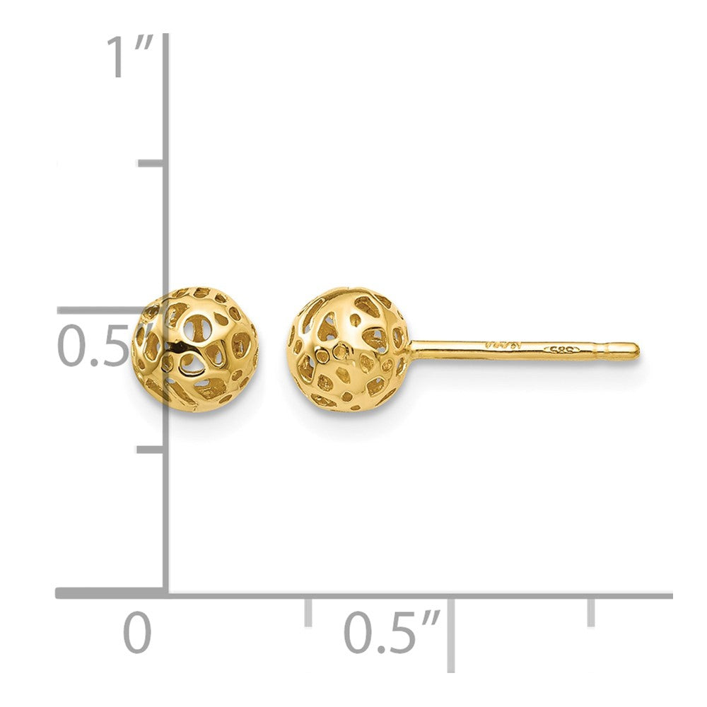 14K 5.5mm Fancy Pierced Ball Post Earrings