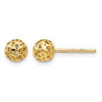 14K 5.5mm Fancy Pierced Ball Post Earrings