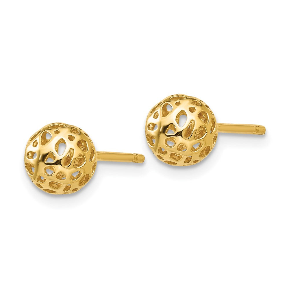 14K 6.5mm Fancy Pierced Ball Post Earrings