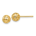 14K 6.5mm Fancy Pierced Ball Post Earrings