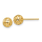 14K 6.5mm Fancy Pierced Ball Post Earrings