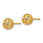 14K 7.5mm Fancy Pierced Ball Post Earrings