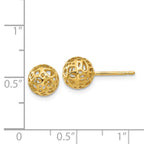 14K 7.5mm Fancy Pierced Ball Post Earrings