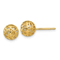 14K 7.5mm Fancy Pierced Ball Post Earrings