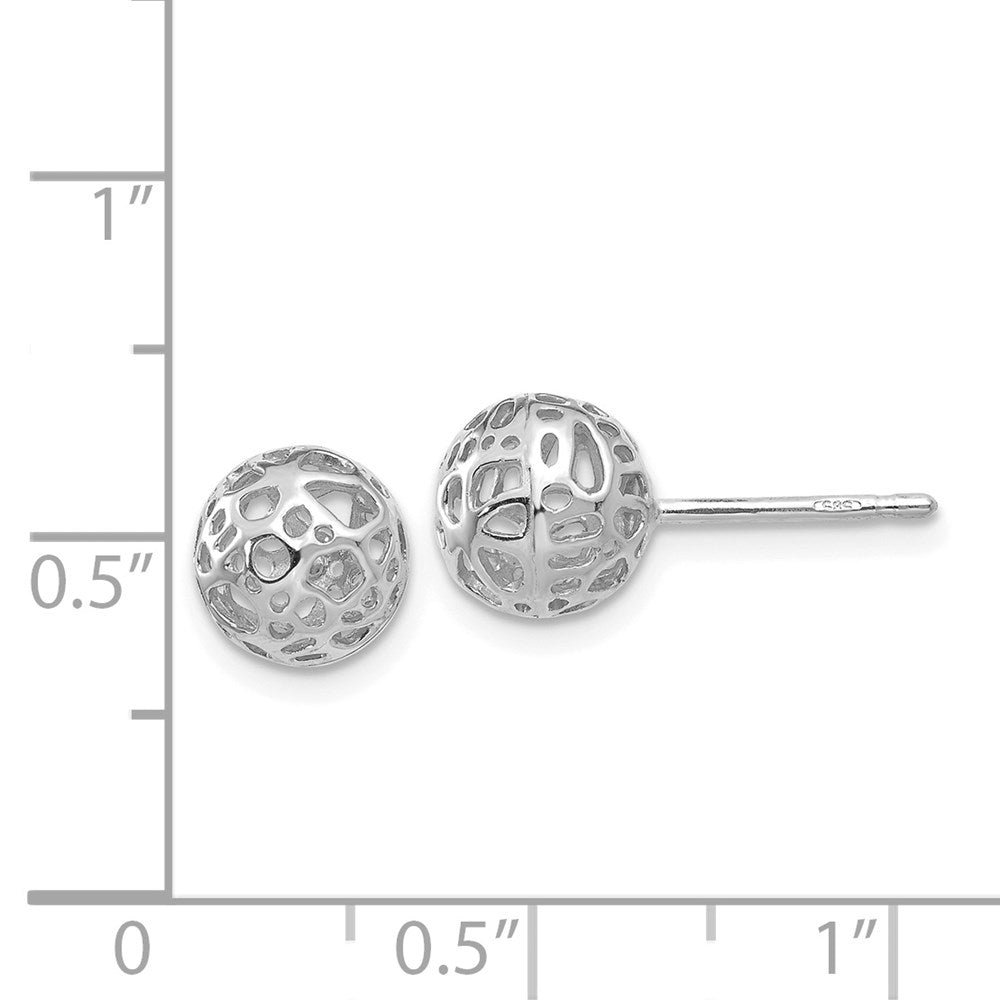 14K White Gold 7.5mm Fancy Pierced Ball Post Earrings