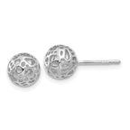 14K White Gold 7.5mm Fancy Pierced Ball Post Earrings