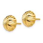 14k 10mm Polished Diamond-cut Half Ball Post Earrings