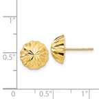 14k 10mm Polished Diamond-cut Half Ball Post Earrings