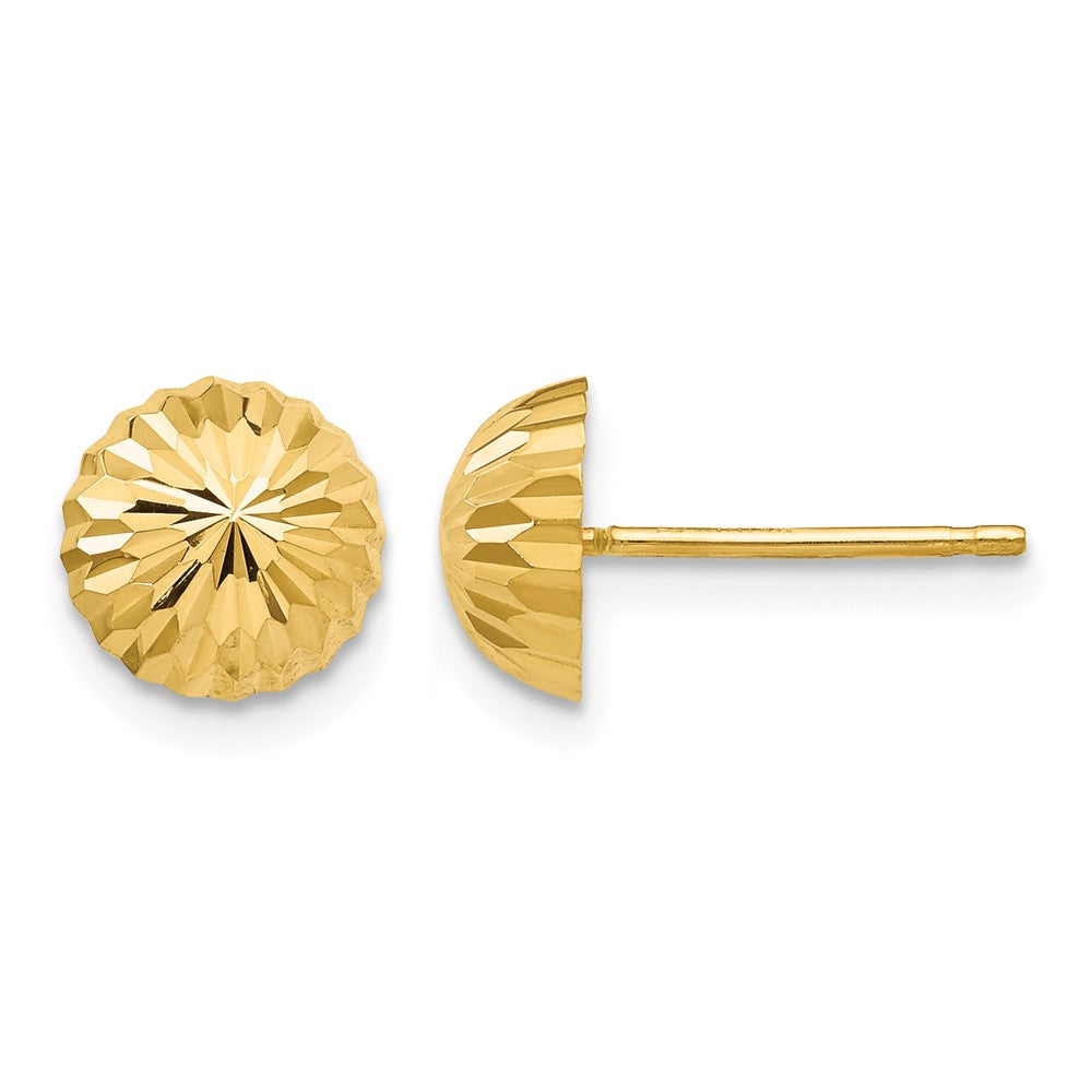 14k 8mm Polished Diamond-cut Half Ball Post Earrings