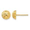 14k 8mm Polished Diamond-cut Half Ball Post Earrings