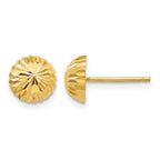 14k 8mm Polished Diamond-cut Half Ball Post Earrings