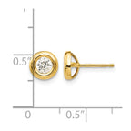 14k Polished 7mm Circle Bezel with CZ Post Earrings