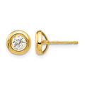 14k Polished 7mm Circle Bezel with CZ Post Earrings