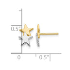 14k and White Rhodium Polished Two Stars Post Earrings