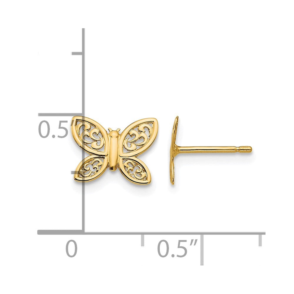 14k Polished Filigree Butterfly Post Earrings