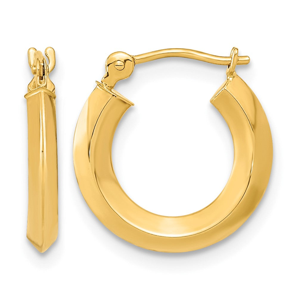 14k 2x15mm Polished Knife-Edge Tube Hoop Earrings