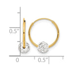 14k Polished Crystal and Resin Bead Endless Hoops