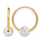 14k Polished Crystal and Resin Bead Endless Hoops