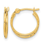 14k Diamond Cut Polished Double Hoops