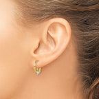 14k w/White Rhodium Polished Claddagh Hoops