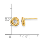 14k 6.5mm Polished CZ Love Knot Post Earrings