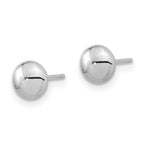 14k White Gold 5mm Polished Puffed Round Button Post Earrings