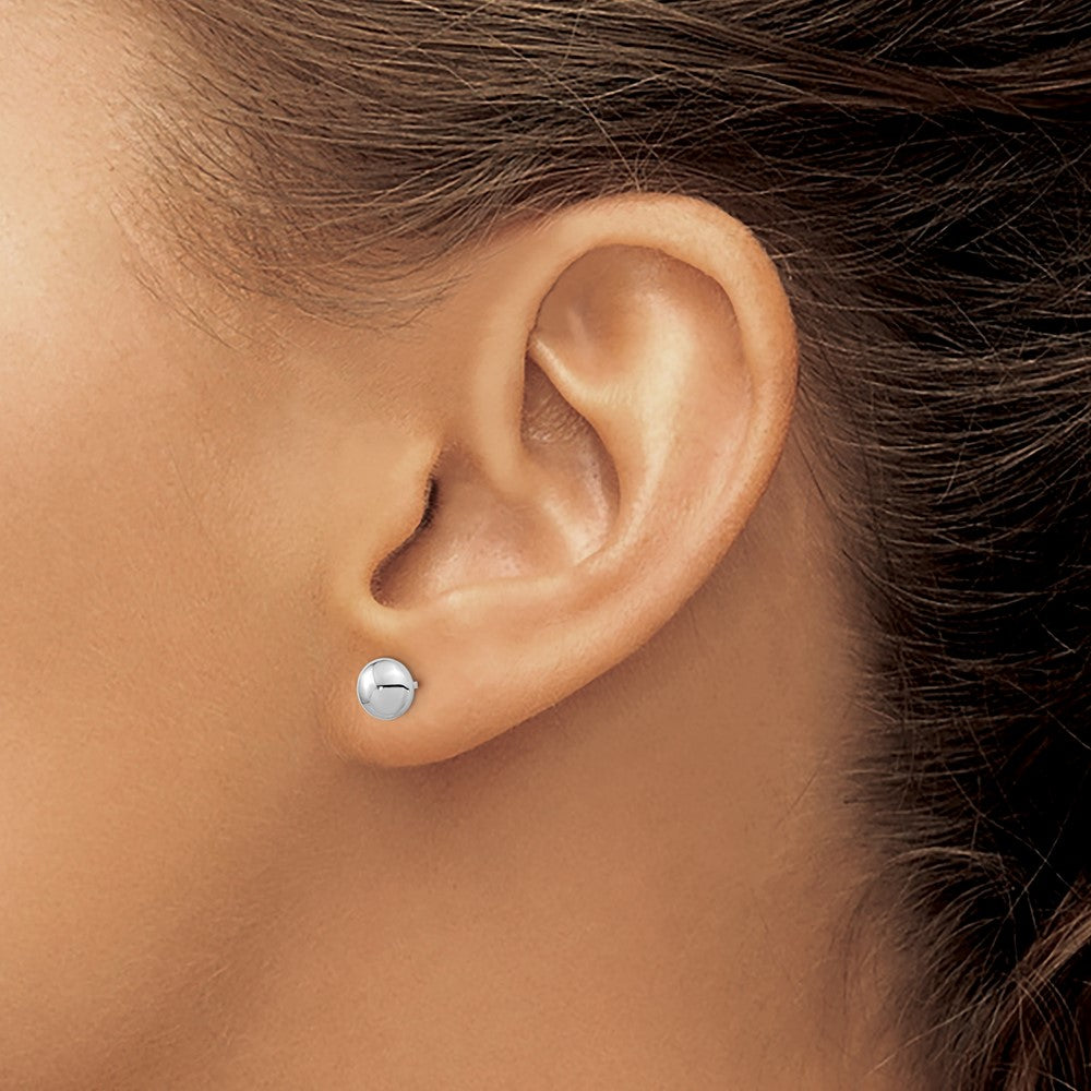 14k White Gold 5mm Polished Puffed Round Button Post Earrings