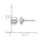 14k White Gold 5mm Polished Puffed Round Button Post Earrings