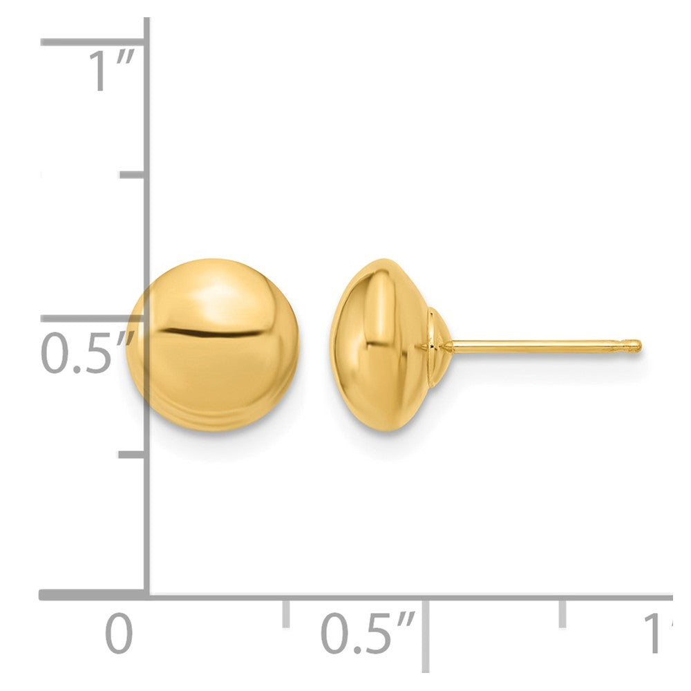 14k 8mm Polished Puffed Round Button Post Earrings