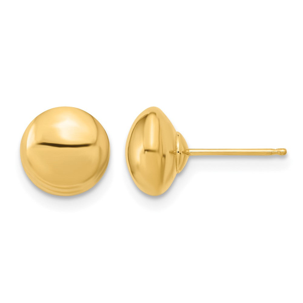 14k 8mm Polished Puffed Round Button Post Earrings