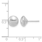 14k White Gold 8mm Polished Puffed Round Button Post Earrings