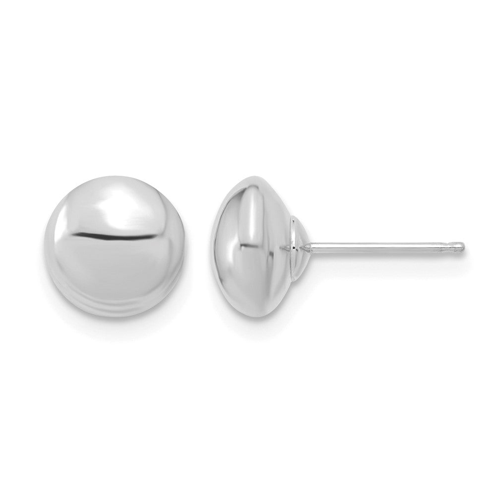 14k White Gold 8mm Polished Puffed Round Button Post Earrings