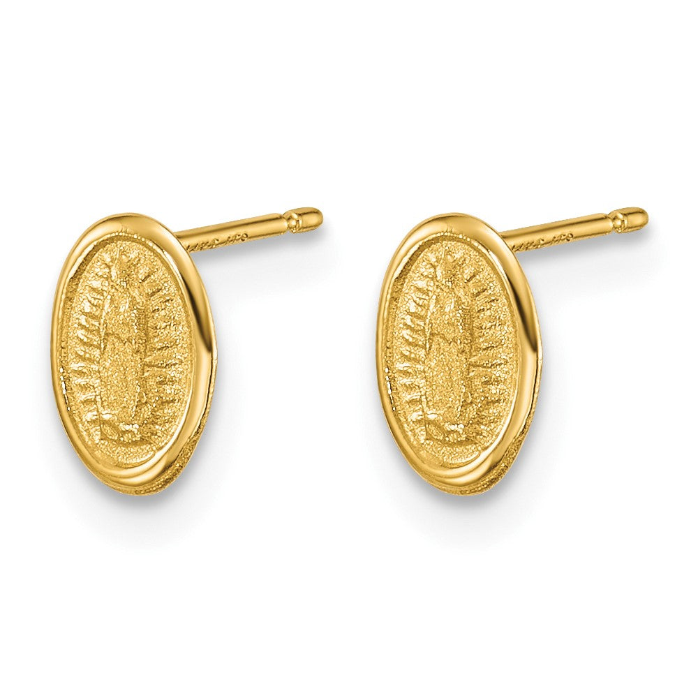 14k Polished Small Our Lady of Guadalupe Post Earrings