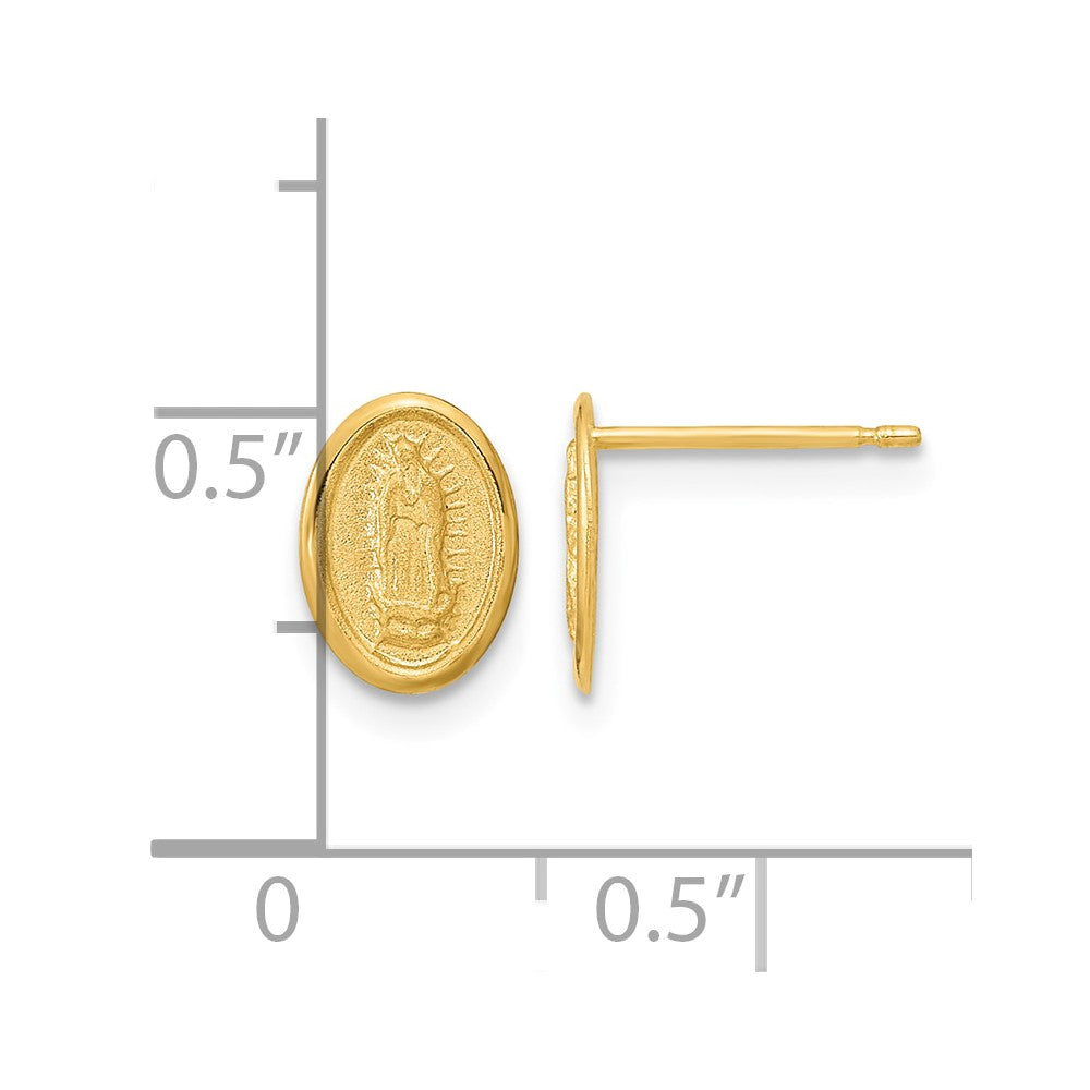 14k Polished Small Our Lady of Guadalupe Post Earrings