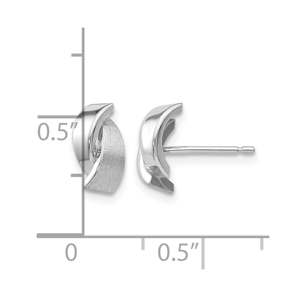 14k White Gold Polished and Satin 7x6mm Fancy Overlap Post Earrings