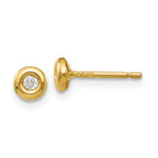 14k Polished 4mm Circle Bezel with CZ Post Earrings