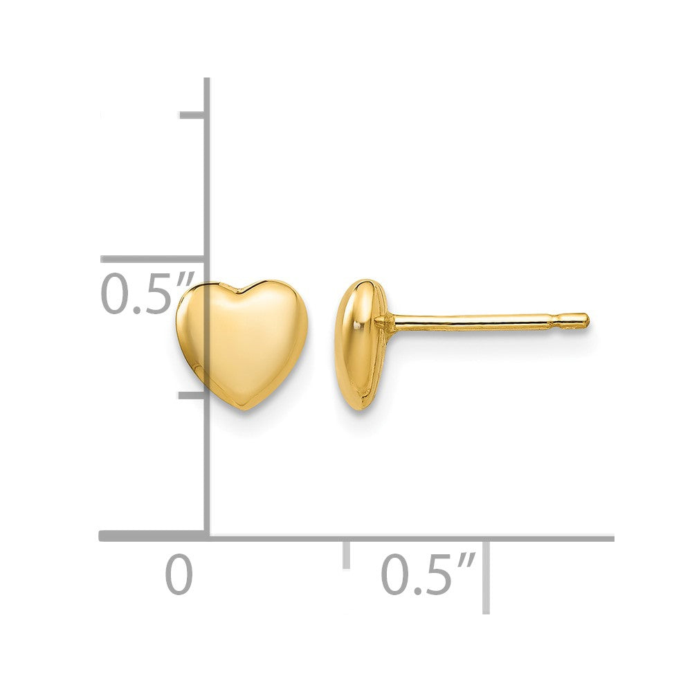 14K 6mm Polished Heart Post Stud Earrings