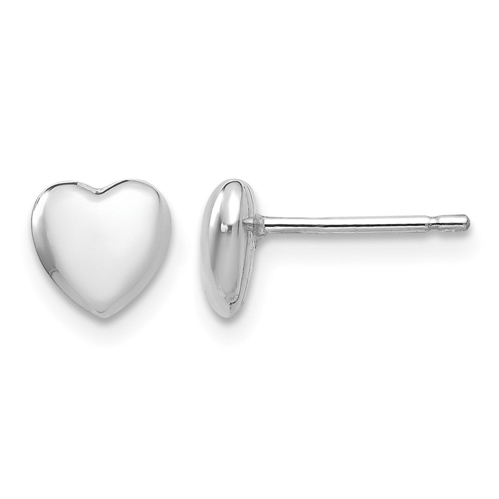 14k White Gold 6mm Heart Post Stud Earrings
