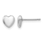 14k White Gold 6mm Heart Post Stud Earrings
