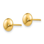 14k 7mm Polished Puffed Round Button Post Earrings