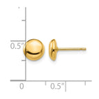 14k 7mm Polished Puffed Round Button Post Earrings