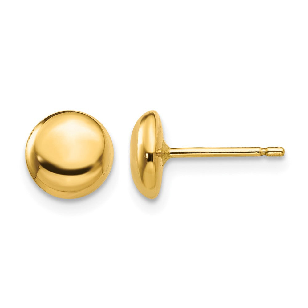 14k 7mm Polished Puffed Round Button Post Earrings