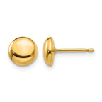 14k 7mm Polished Puffed Round Button Post Earrings