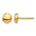 14k 6mm Polished Puffed Round Button Post Earrings