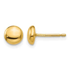 14k 6mm Polished Puffed Round Button Post Earrings